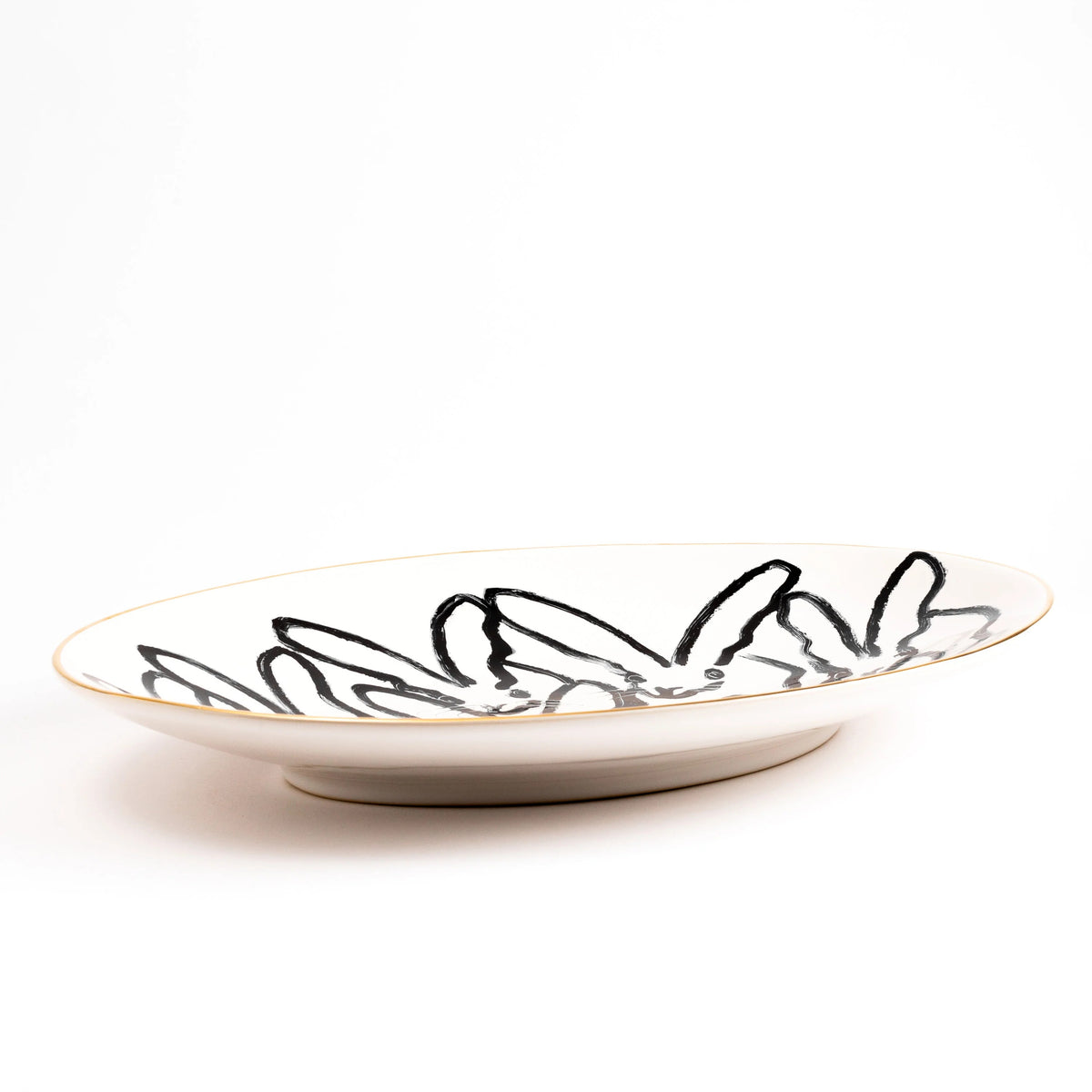 Hunt Slonem Rabbit Run Oval Serving Platter Eleish Van Breems Home