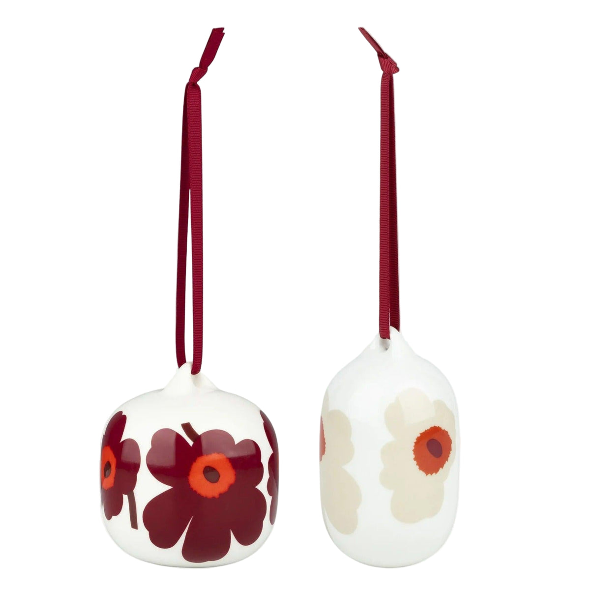 Marimekko Unikko Collectible Ornament 2 pcs, Red &amp; Beige Eleish Van Breems Home