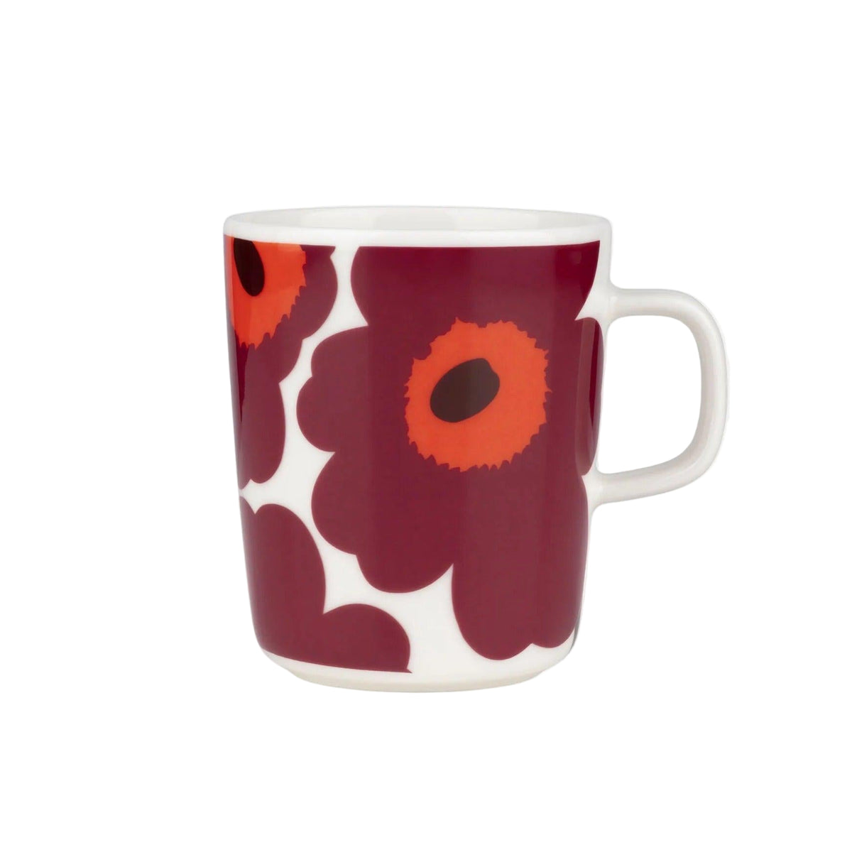 Marimekko Oiva / Unikko Mug 8.8oz, White &amp; Burgundy Eleish Van Breems Home