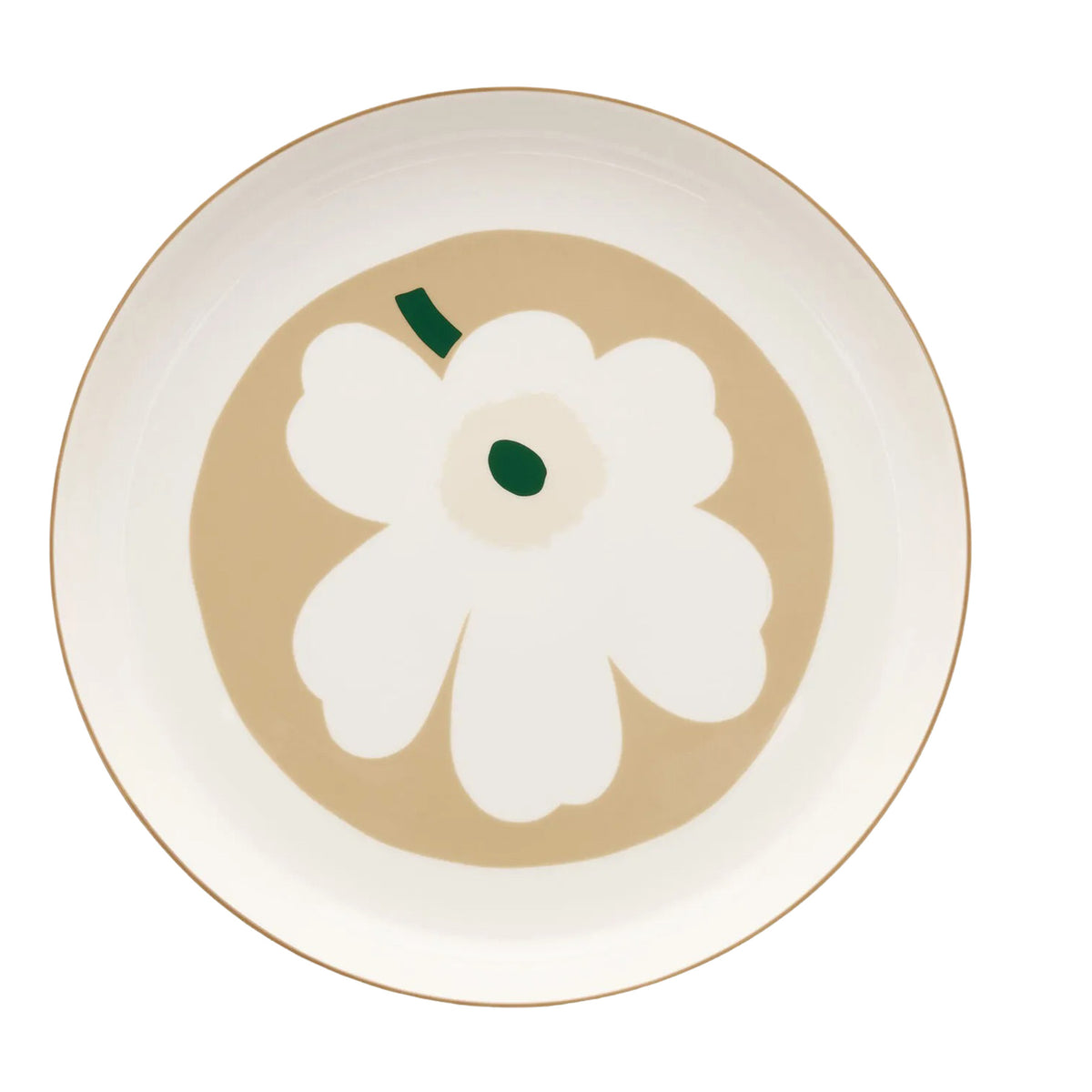 Marimekko Oiva / Unikko Serving Dish 13", Beige, Sand and Green Eleish Van Breems Home