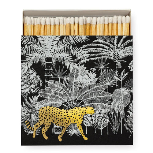 Black Cheetah Jungle Square Safety Matches