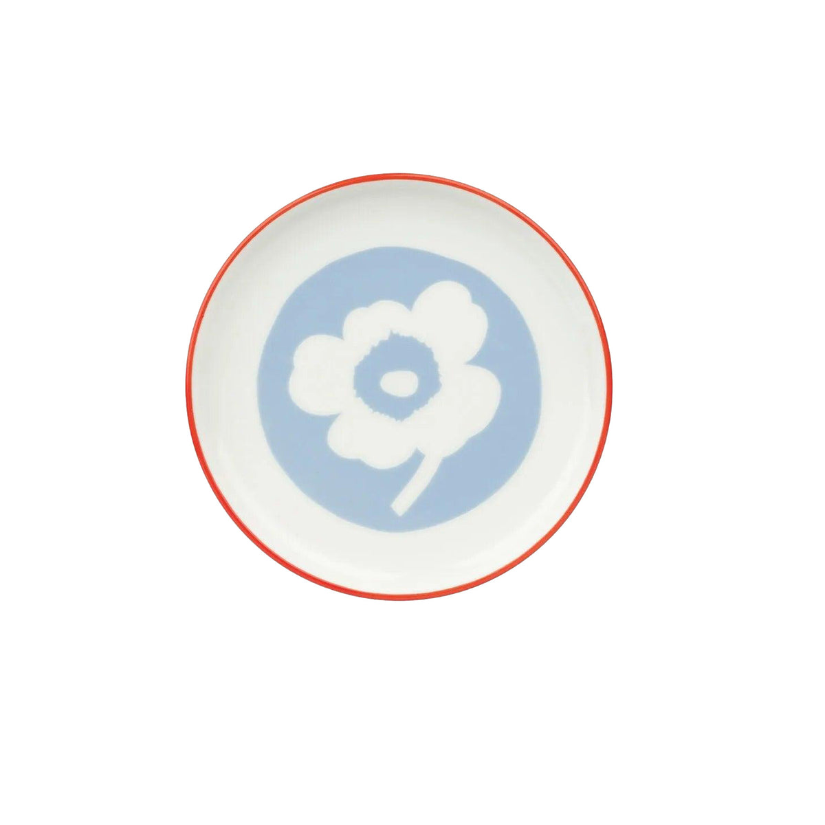 Marimekko Unikko Small Plate, Light Blue and Orange Eleish Van Breems Home