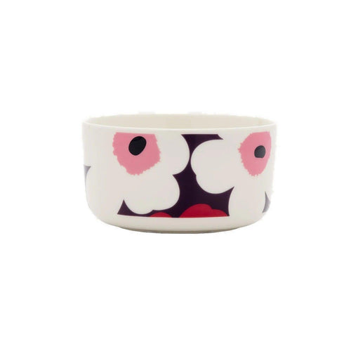 Marimekko Oiva / Unikko Bowl 5" Plum, Cranberry and Pink
