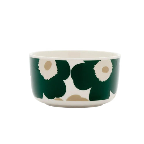Marimekko Oiva / Unikko Bowl Beige Sand and Green