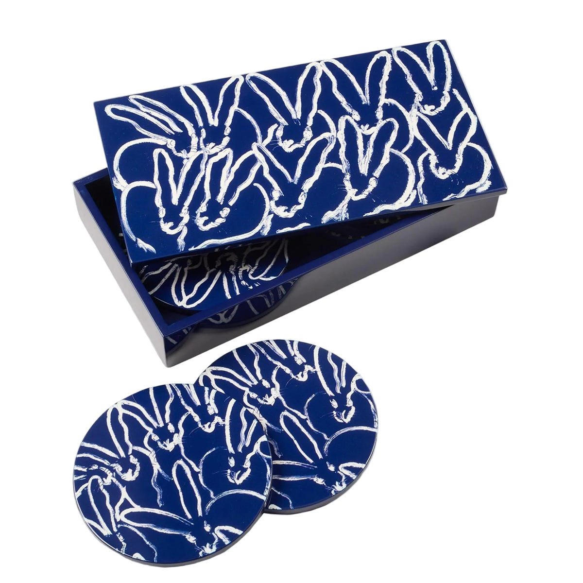 Hunt Slonem Rabbit Run Coaster Box Set Eleish Van Breems Home