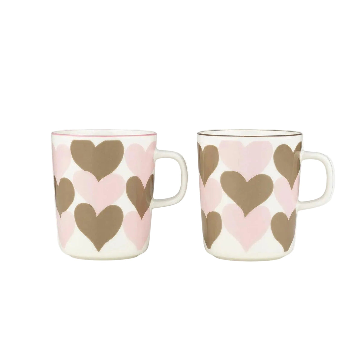 Marimekko Oiva / Sydämet Mug Set of 2 Pink and Sand Eleish Van Breems Home