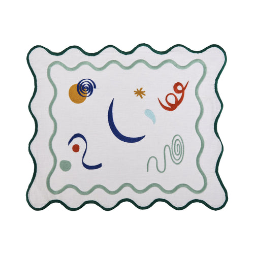 Celestial Embroidered Linen Placemats Set of 4