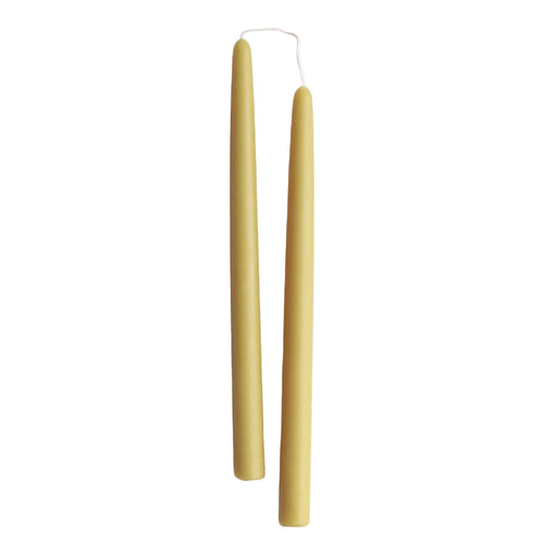 Beeswax Taper Candles, 12" Pair