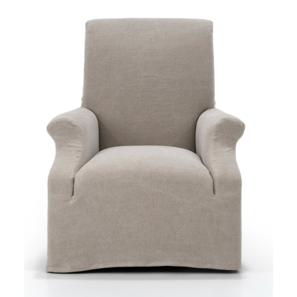 Rafael Swivel Club Chair, Tumbled Linen Flax Eleish Van Breems Home