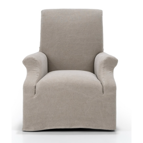 Rafael Swivel Club Chair, Tumbled Linen Flax