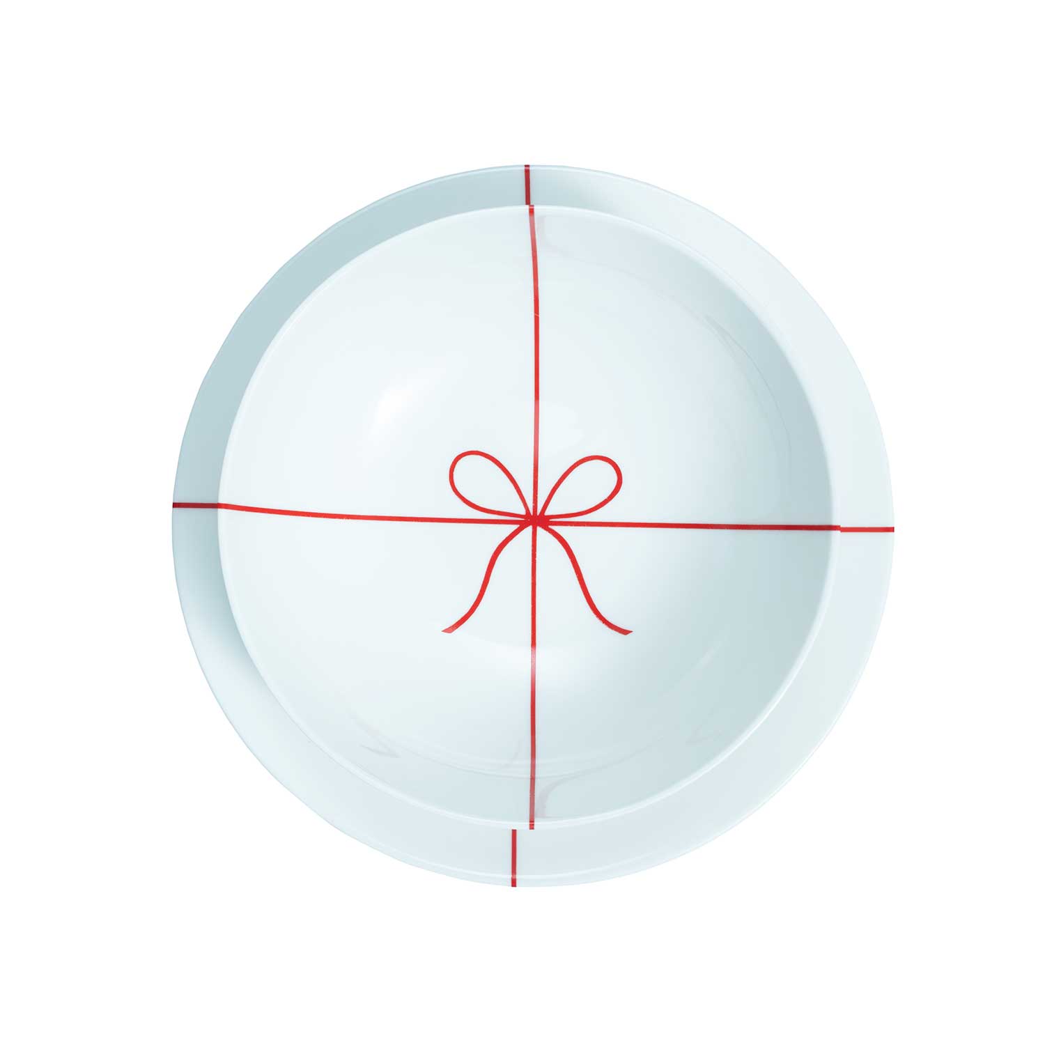 Red Ribbon & Bow Holiday Soup Plate