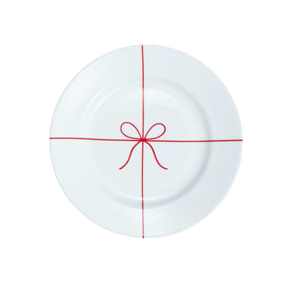 Red Ribbon & Bow Holiday Plate