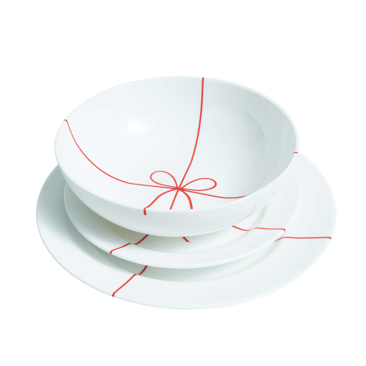 Red Ribbon & Bow Holiday Soup Plate Eleish Van Breems Home