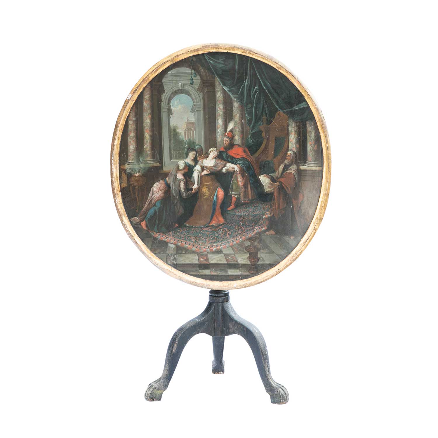 Swedish Baroque Table with Painted Mythological Scene Eleish Van Breems Home