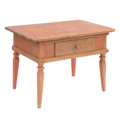 Swedish Rococo Table with Red Paint