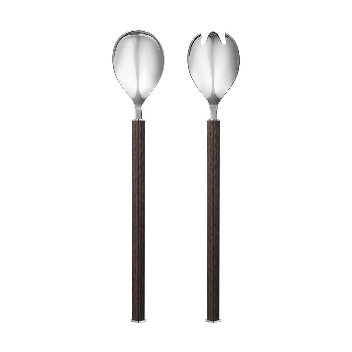 Georg Jensen Bernadotte Oak and Stainless Steel Salad Serving Set Eleish Van Breems Home