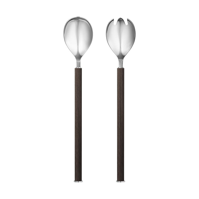 Georg Jensen Bernadotte Oak and Stainless Steel Salad Serving Set