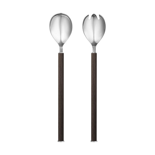 Georg Jensen Bernadotte Oak and Stainless Steel Salad Serving Set