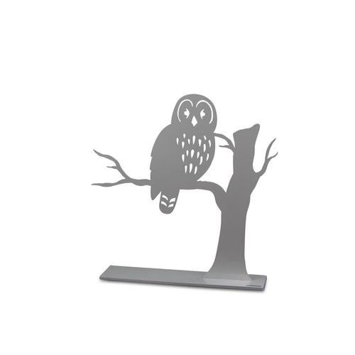 Metal Owl on Branch Sculpture