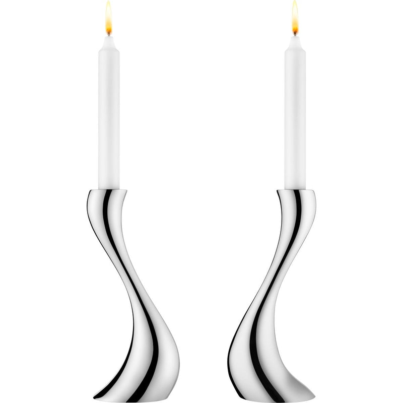 Georg Jensen Cobra 2 pc Stainless Steel Candleholders, Medium
