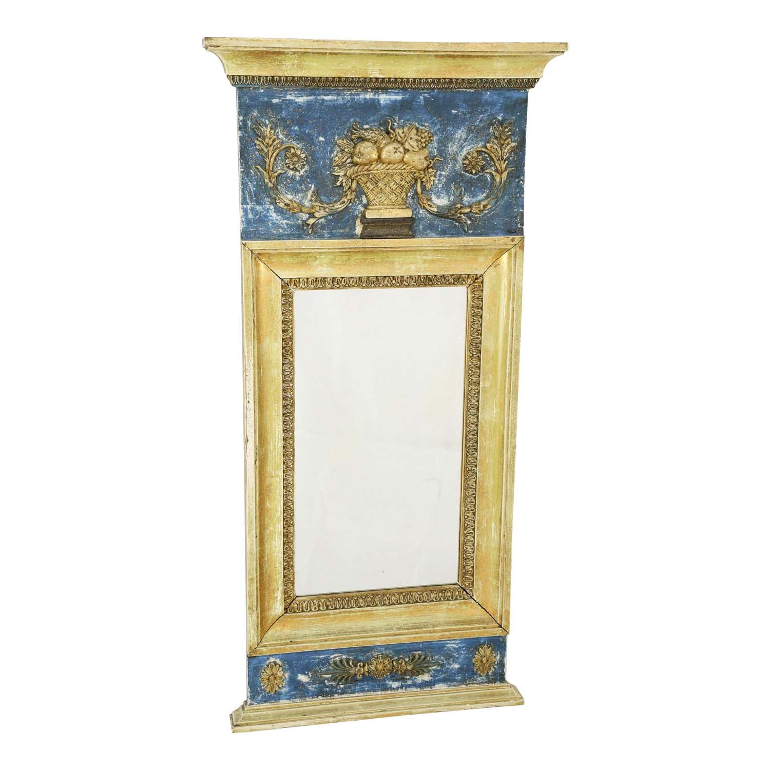 Swedish Neoclassical Mirror with Fruit Basket, circa 1830