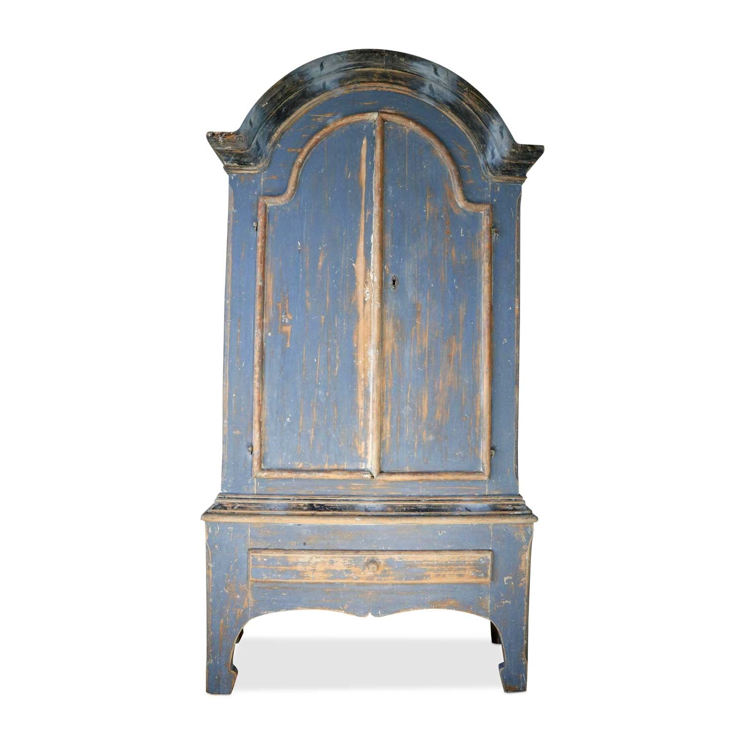 Swedish Gustavian Blue Painted "Allmoge" Dome Topped Cupboard Eleish Van Breems Home