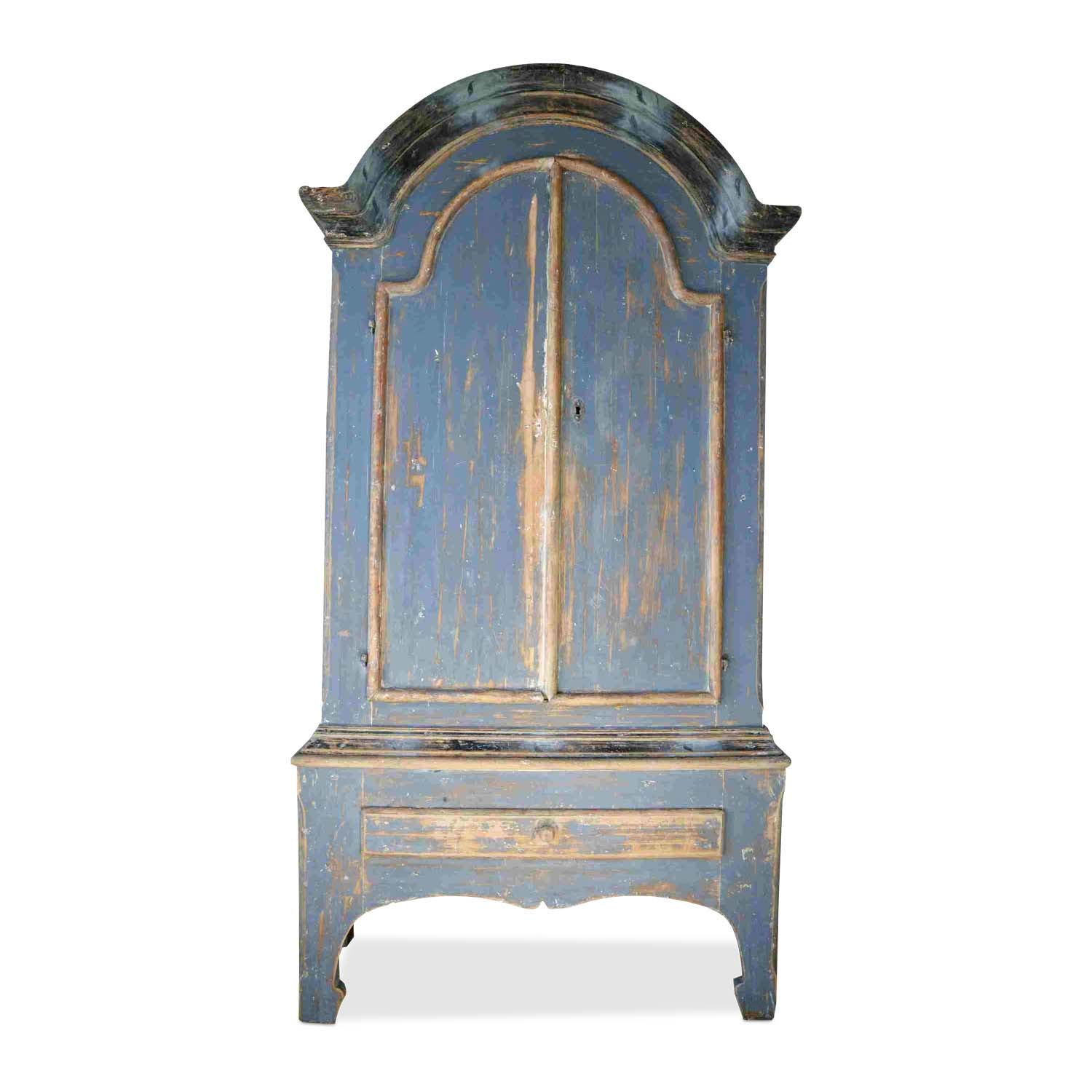 Swedish Gustavian Blue Painted "Allmoge" Dome Topped Cupboard Eleish Van Breems Home