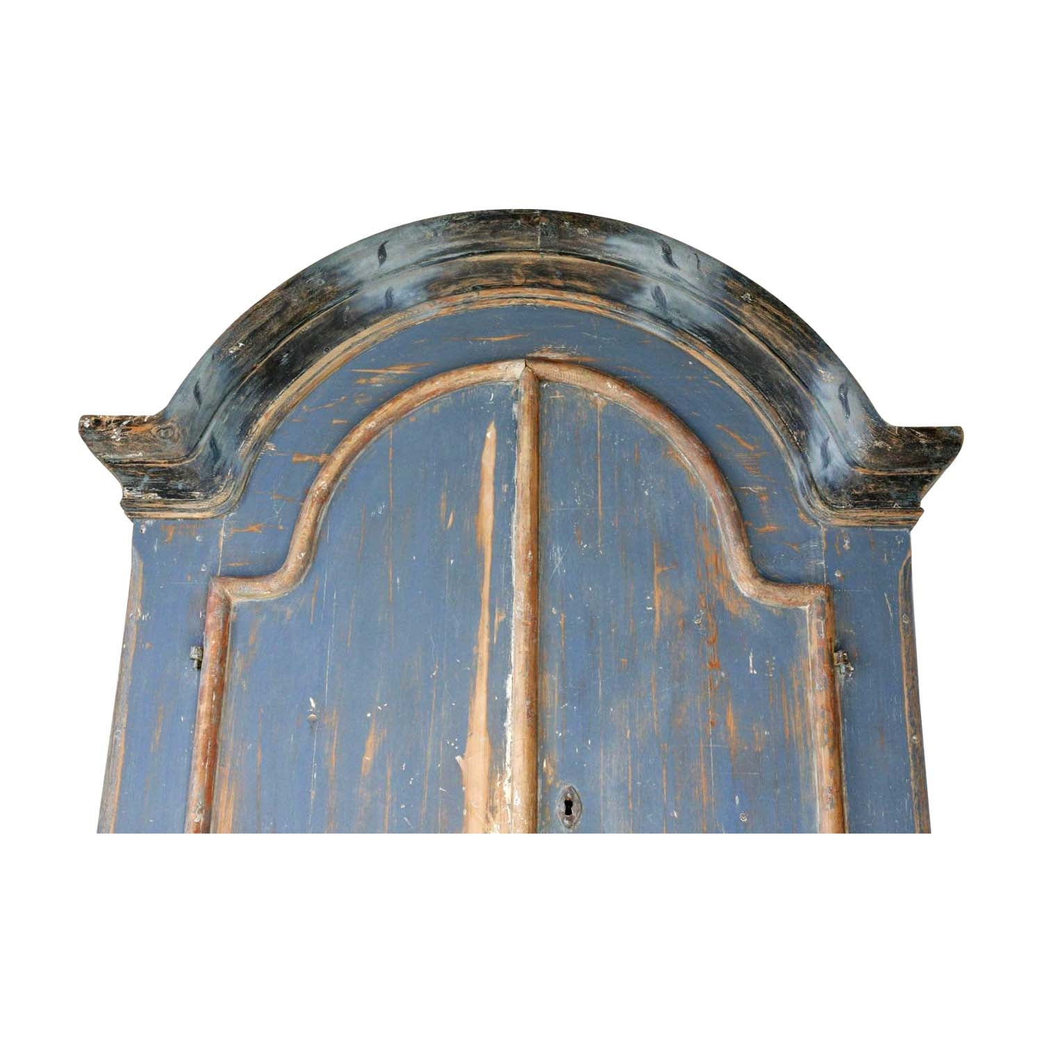 Swedish Gustavian Blue Painted "Allmoge" Dome Topped Cupboard Eleish Van Breems Home
