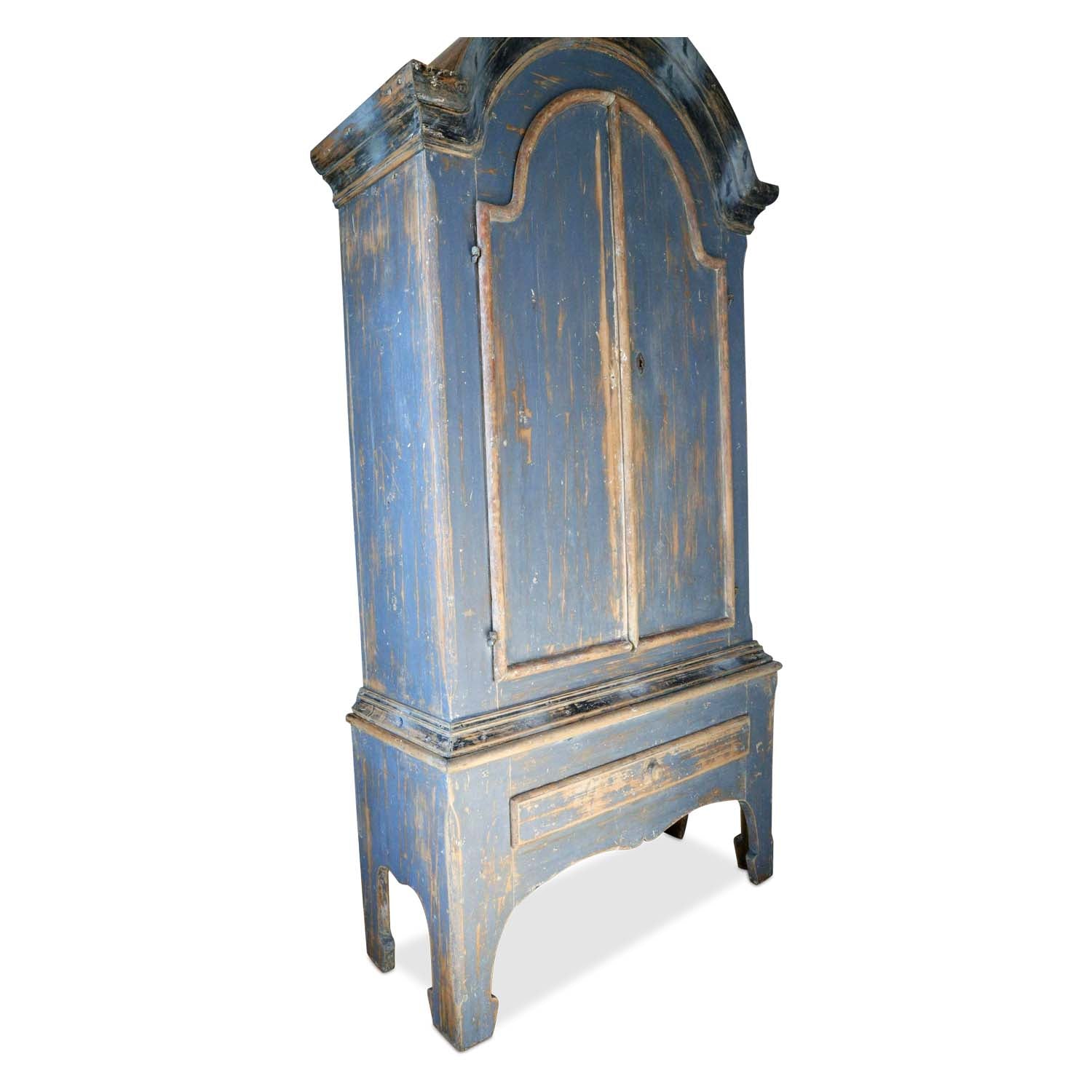 Swedish Gustavian Blue Painted "Allmoge" Dome Topped Cupboard Eleish Van Breems Home