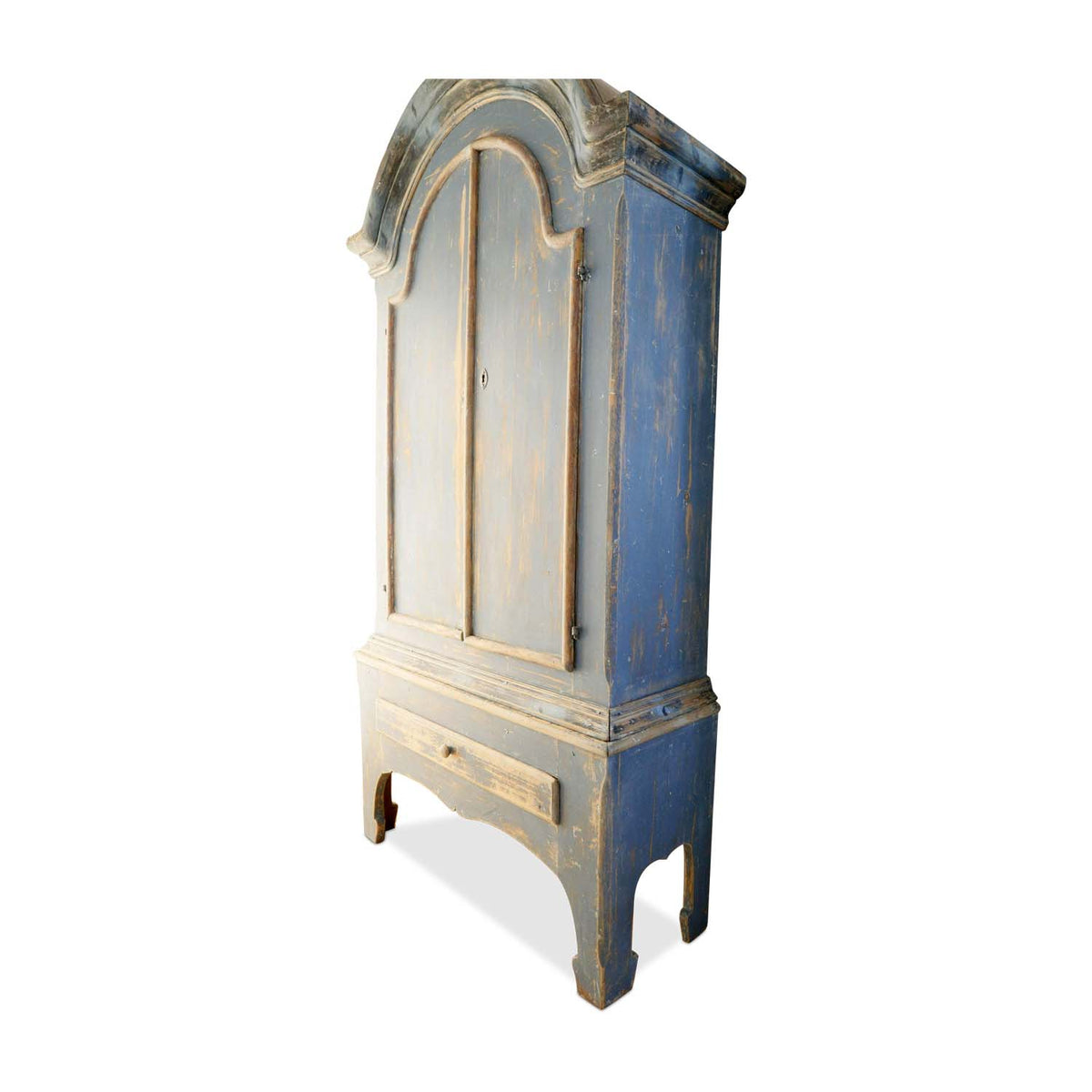 Swedish Gustavian Blue Painted "Allmoge" Dome Topped Cupboard Eleish Van Breems Home