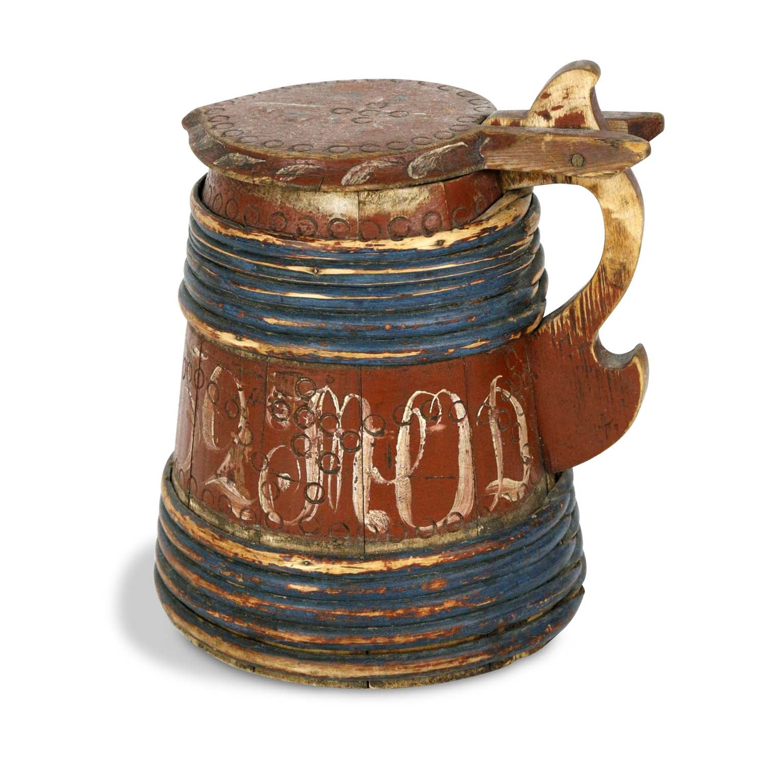 Swedish Painted Wood Tankard, circa 1852 Eleish Van Breems Home