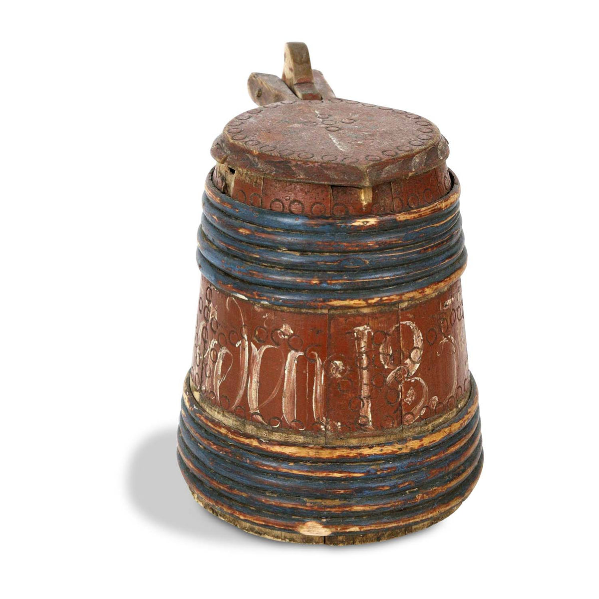 Swedish Painted Wood Tankard, circa 1852 Eleish Van Breems Home