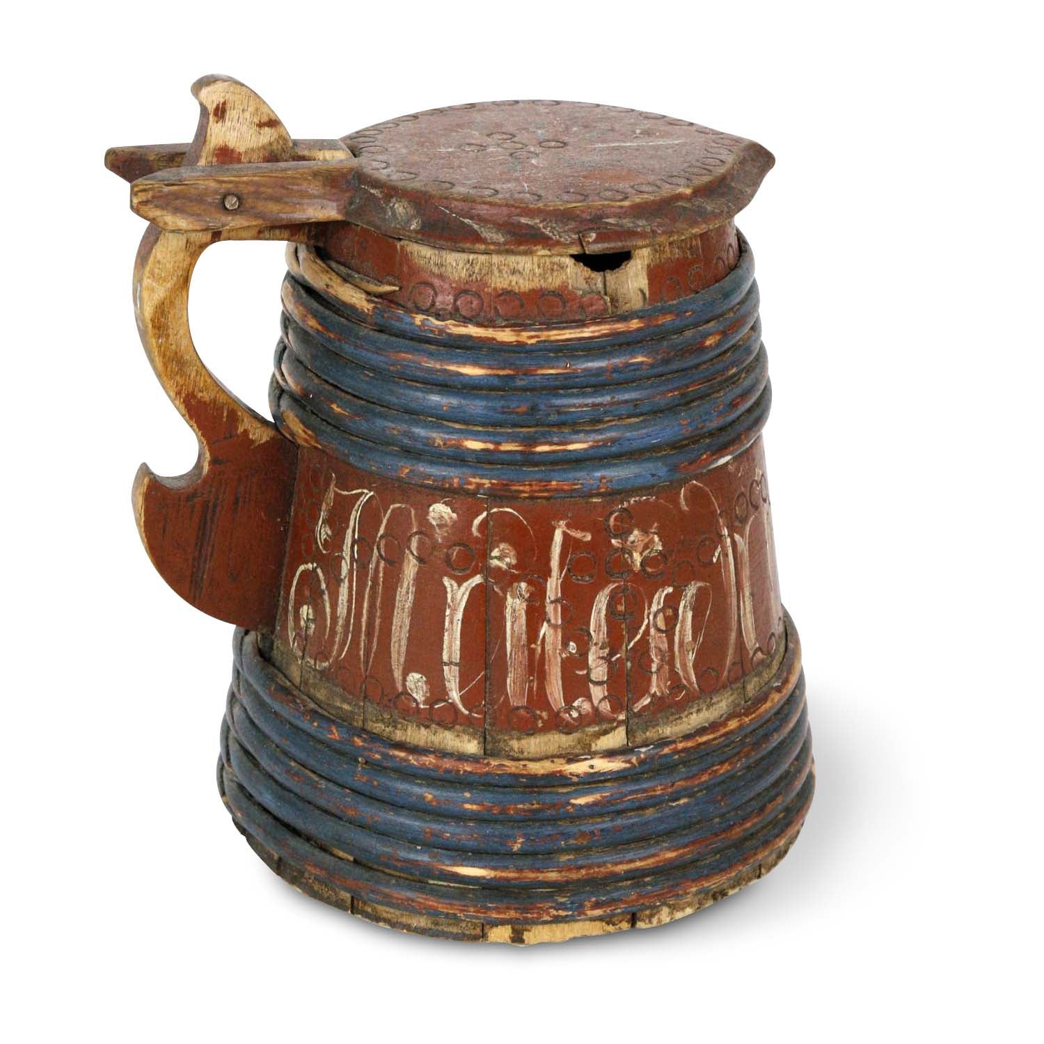 Swedish Painted Wood Tankard, circa 1852 Eleish Van Breems Home