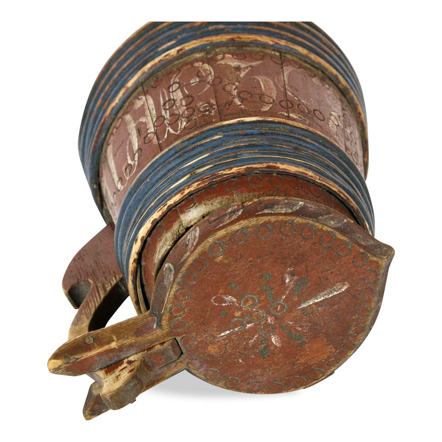 Swedish Painted Wood Tankard, circa 1852 Eleish Van Breems Home