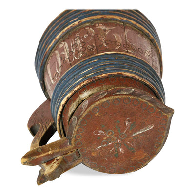 Swedish Painted Wood Tankard, circa 1852