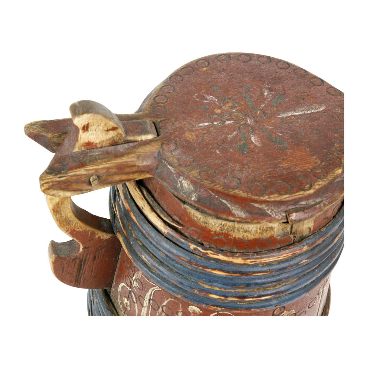 Swedish Painted Wood Tankard, circa 1852 Eleish Van Breems Home