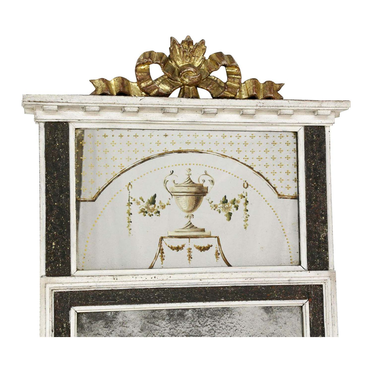 Swedish Eglomise Classical Carved Mirror, Early 20th Century Eleish Van Breems Home