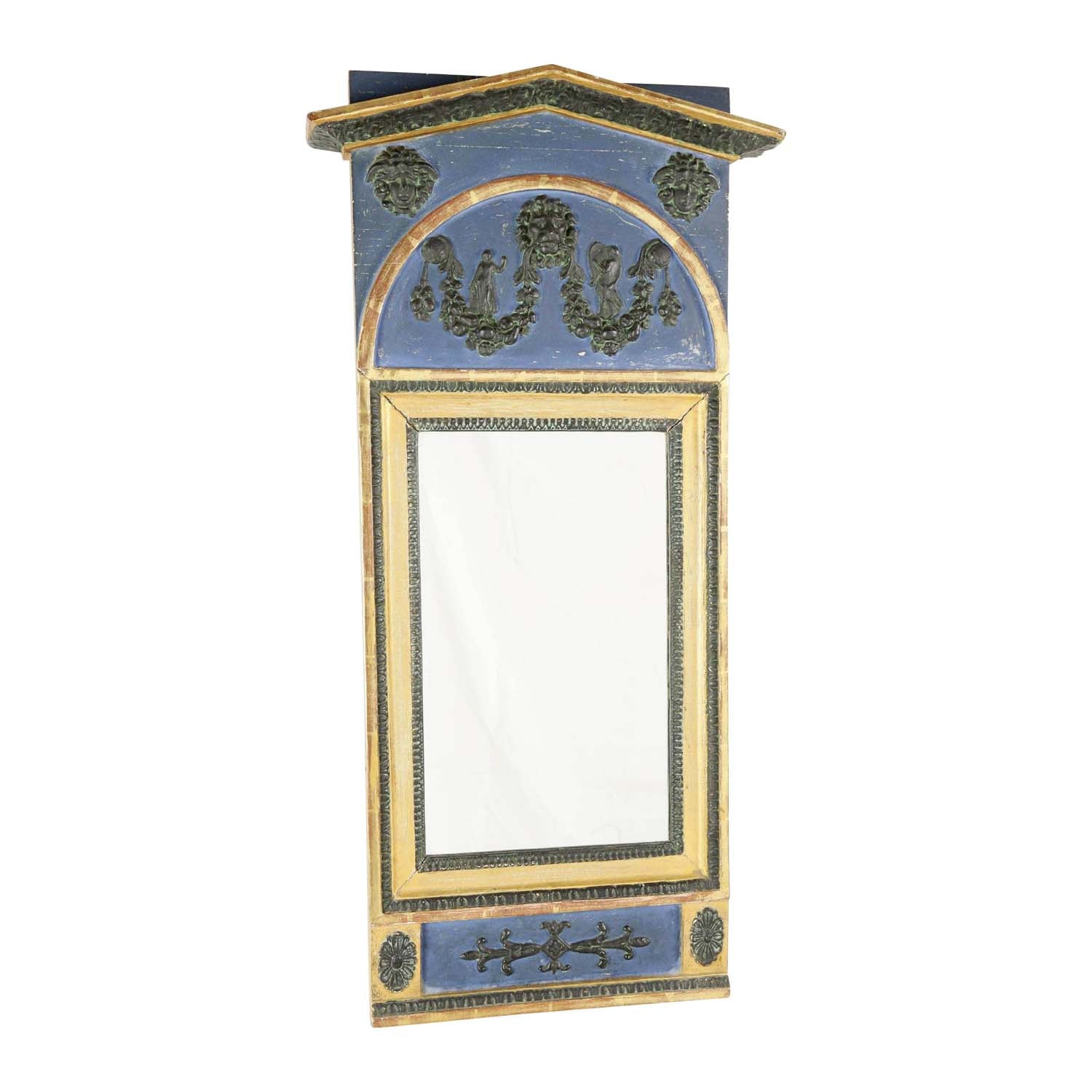 Swedish Neoclassical Mirror with Lion and Grecian Figures, circa 1830