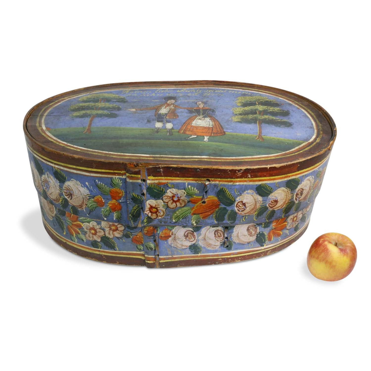 Large Scandinavian Decorated Oval Band Box, 19th Century