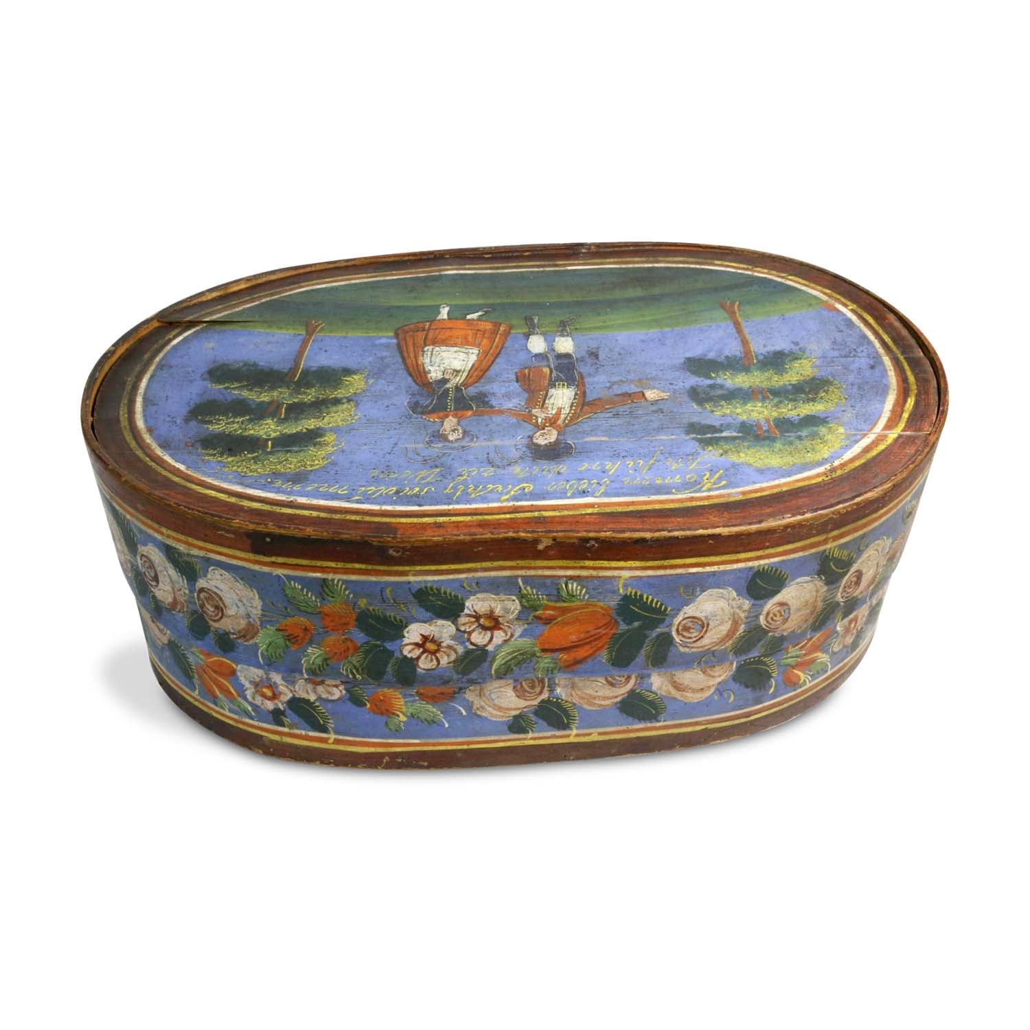 Large Scandinavian Decorated Oval Band Box, 19th Century Eleish Van Breems Home