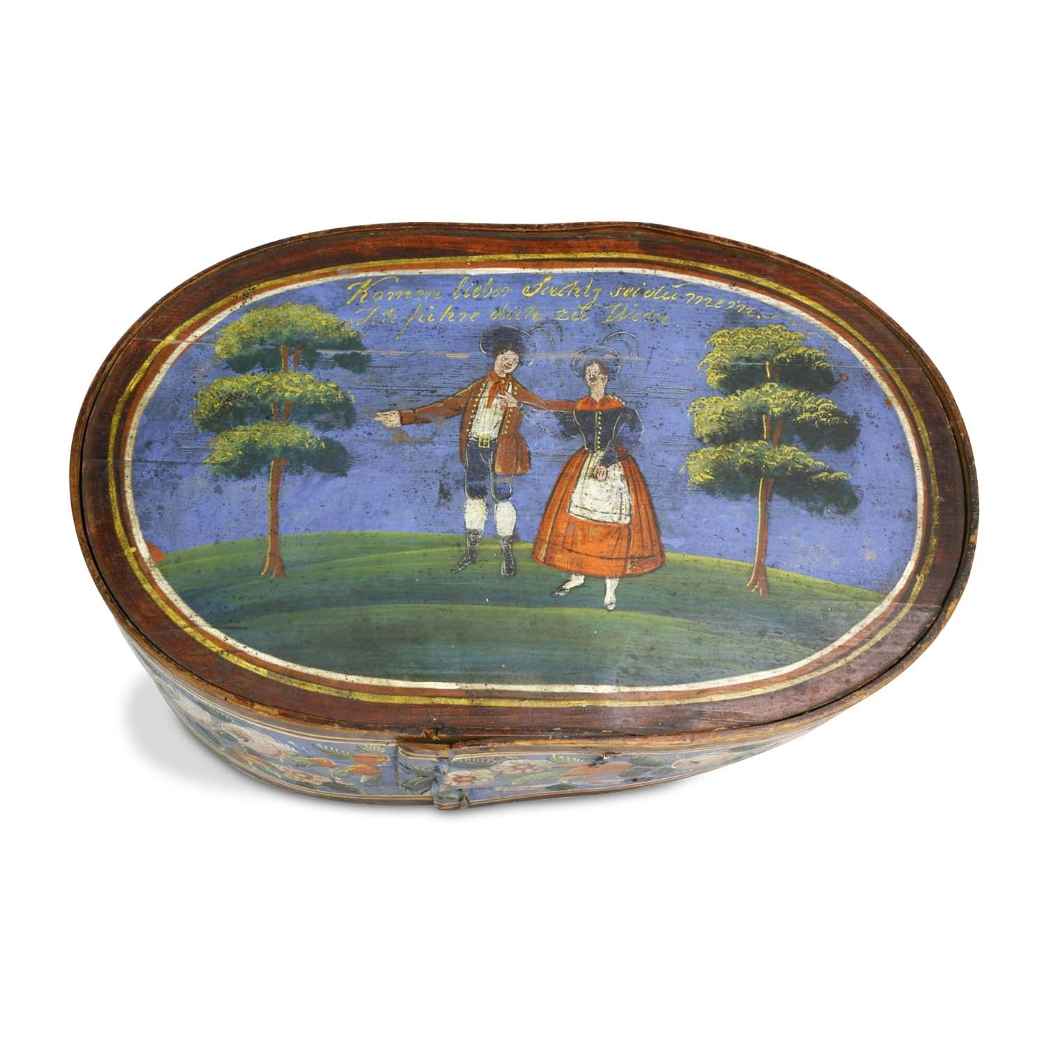 Large Scandinavian Decorated Oval Band Box, 19th Century Eleish Van Breems Home