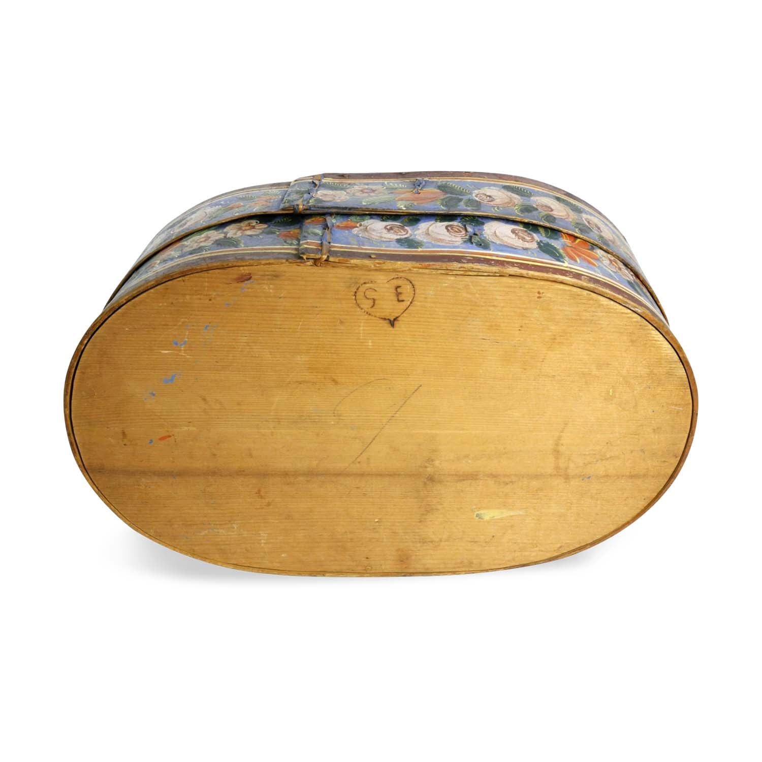 Large Scandinavian Decorated Oval Band Box, 19th Century Eleish Van Breems Home
