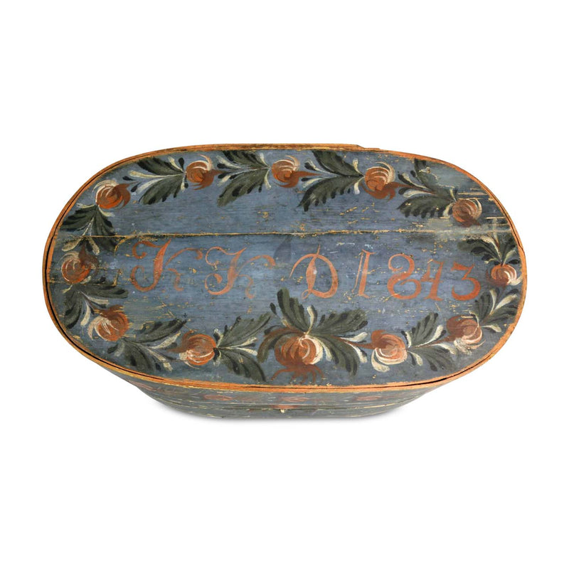 Scandinavian Decorated Oval Band Box, circa 1843