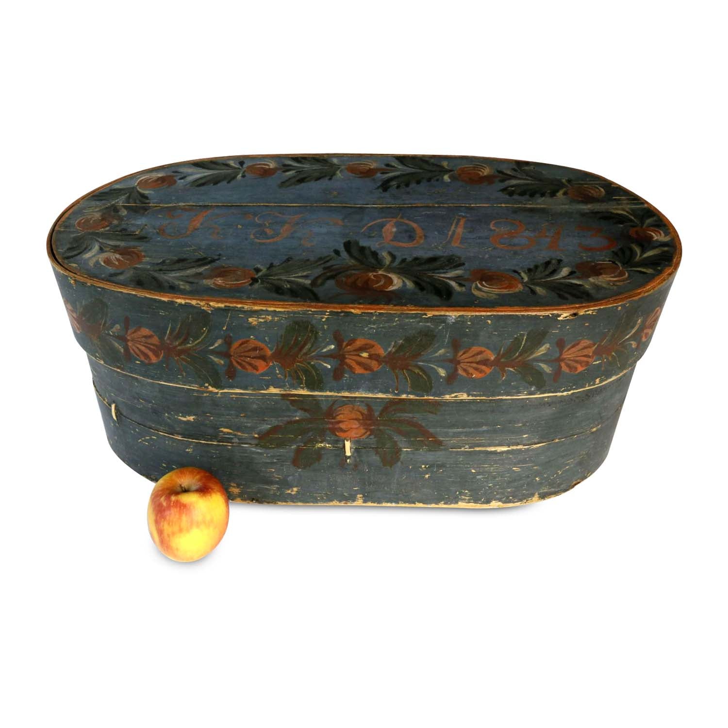 Scandinavian Decorated Oval Band Box, circa 1843 Eleish Van Breems Home