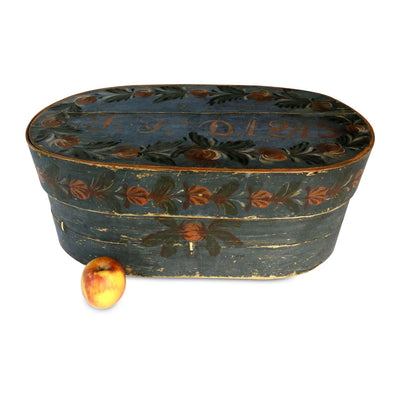 Scandinavian Decorated Oval Band Box, circa 1843