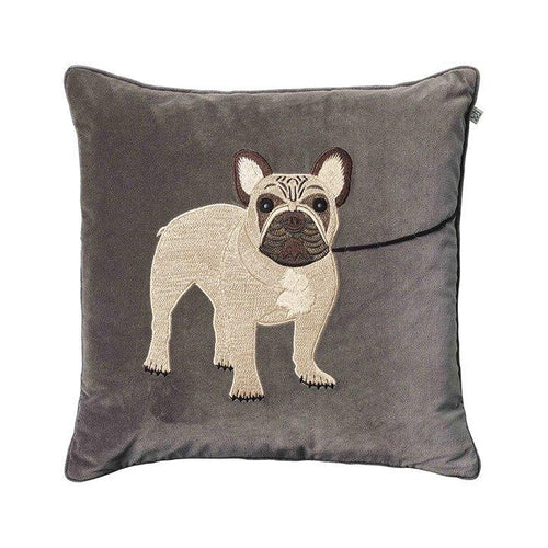 French Bull Dog Velvet Embroidered Pillow