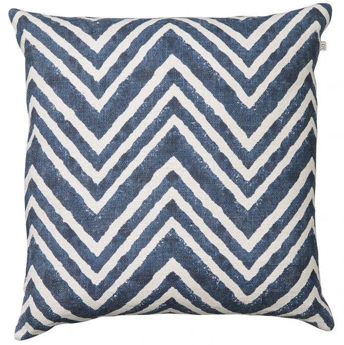 Blue Chevron Linen Pillow