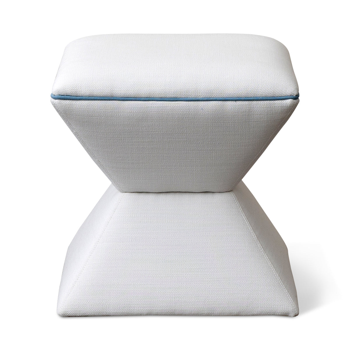 Hamilton Outdoor Ottoman in Fresno Alabaster Contrast Welt Davenport Blue Eleish Van Breems Home