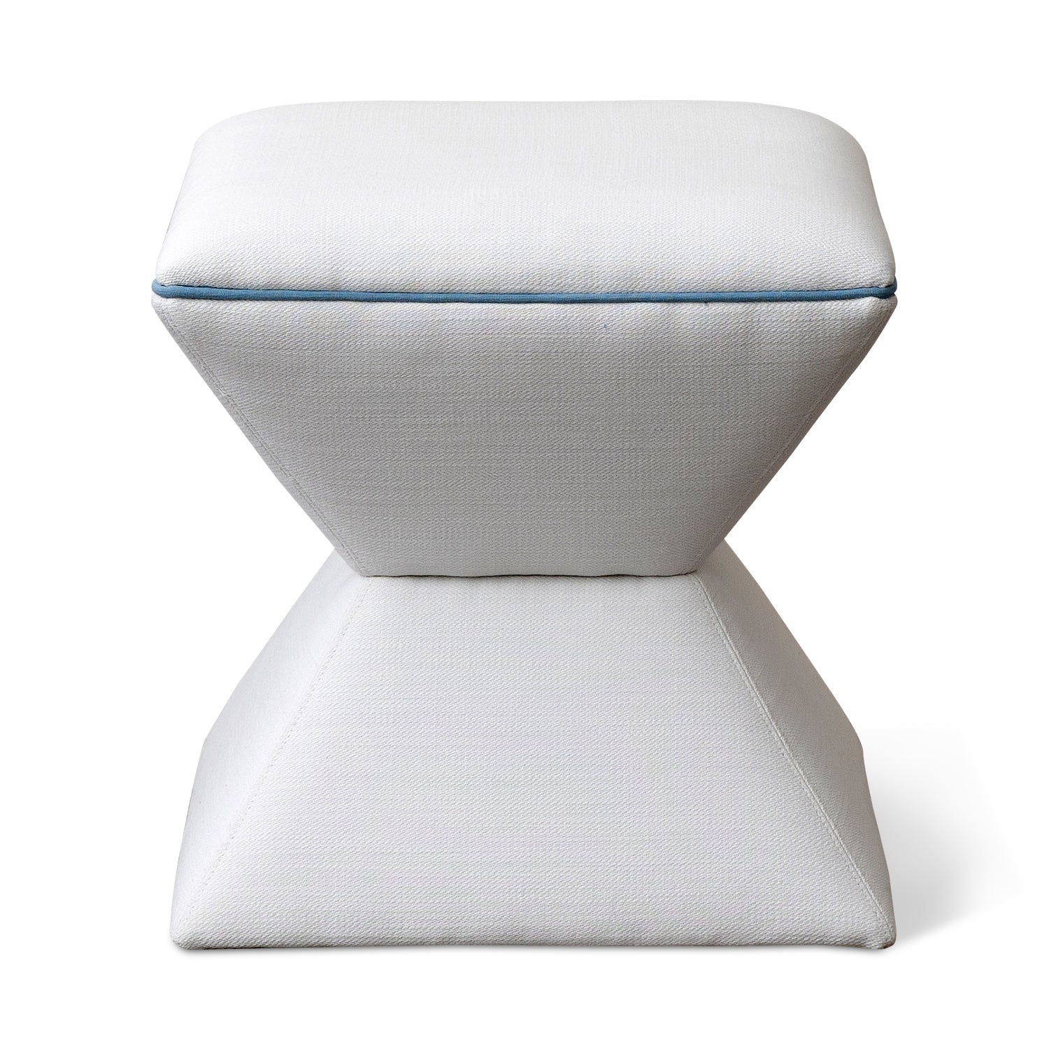 Hamilton Outdoor Ottoman in Fresno Alabaster Contrast Welt Davenport Blue Eleish Van Breems Home