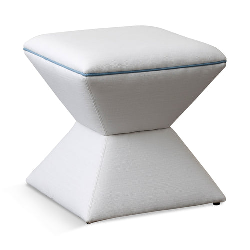 Hamilton Outdoor Ottoman in Fresno Alabaster Contrast Welt Davenport Blue